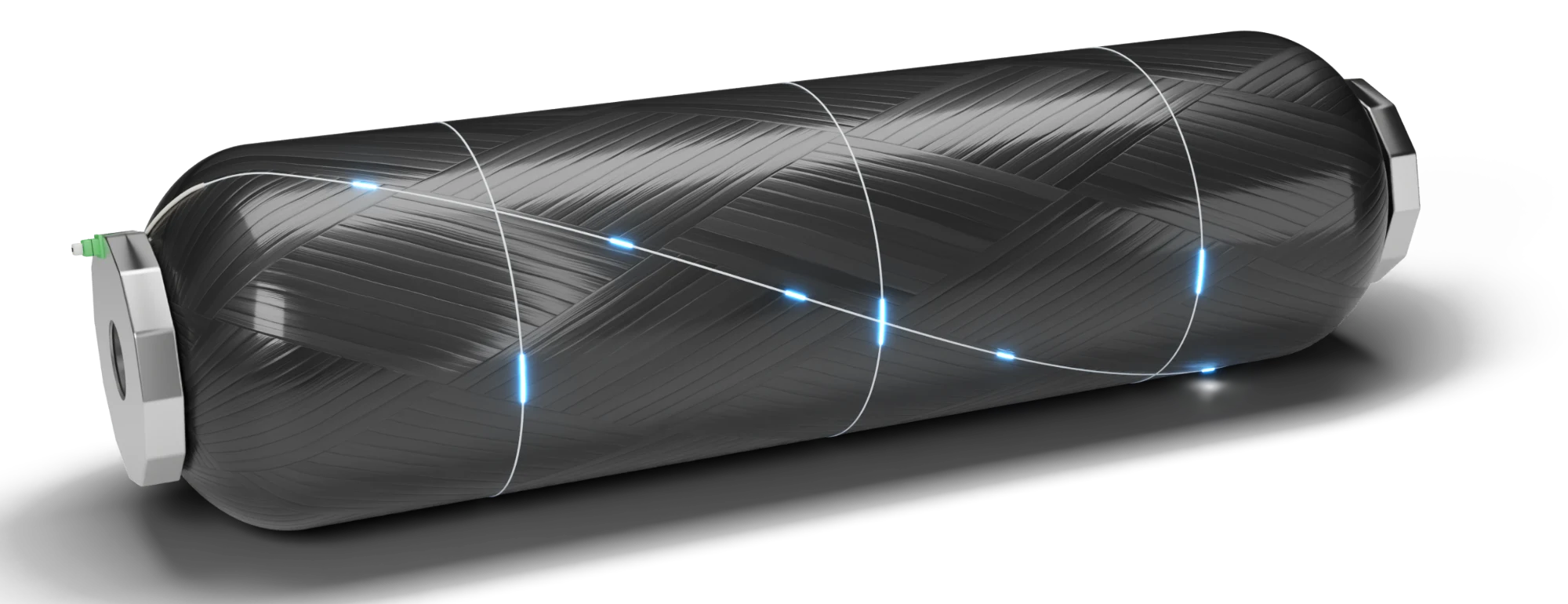 COPV with hoop and helical FBG sensors embedded during winding